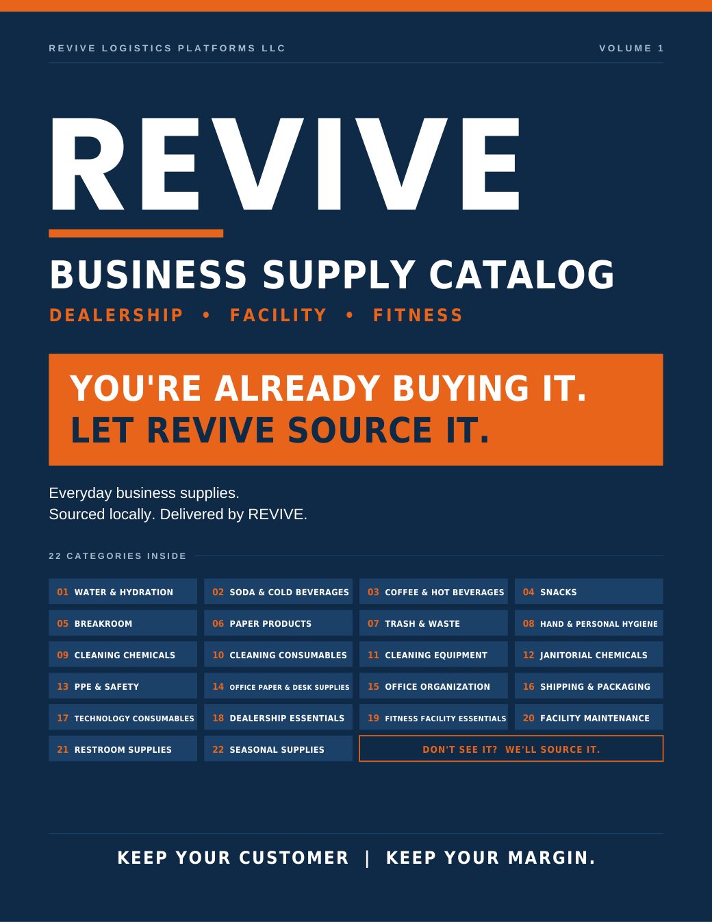 Cover of the REVIVE Business Supply Catalog, Volume 1